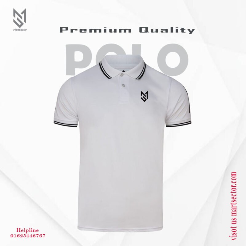 Premium China Mash Sports Polo T-shirt -White
