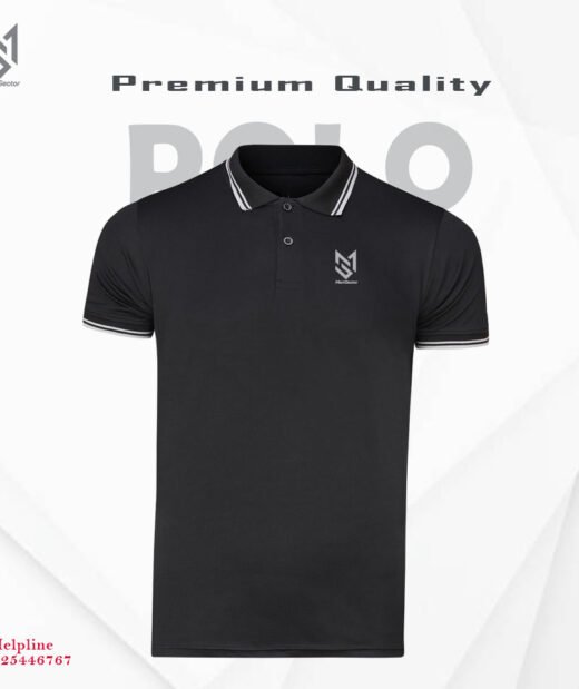Premium China Mash Sports Polo T-shirt –Black