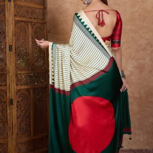 Red Green Saree Digital Print Saree