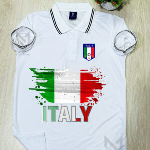 White Customize Print Polo T-shirt Italy