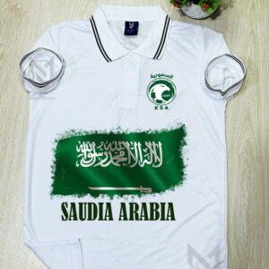 White Customize Print Polo T-shirt Saudi Arabia